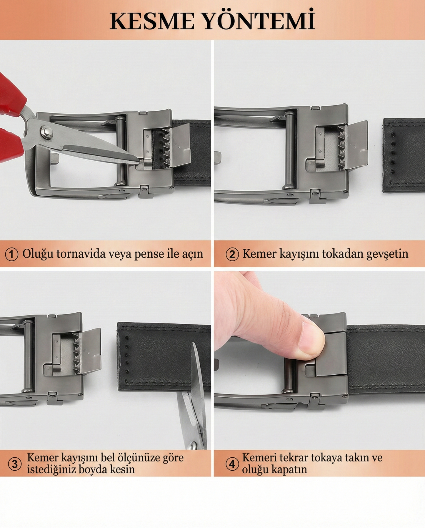 VELON Tokalı Raylı Deliksiz Kemer